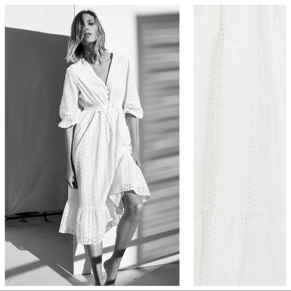 NWT. Zara Cutwork Embroidery Midi Dress. Size M. - Picture 2 of 9